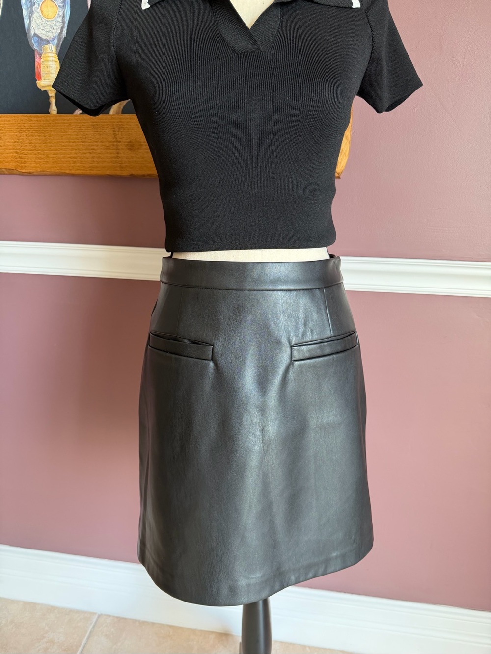 NWT 1. State Black Faux Leather Moto Skirt Nordstrom Size 4